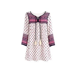 Tassels N Lace Small Boho Tunic Dress Floral Tassel Tie Cottagecore Chic Vintage